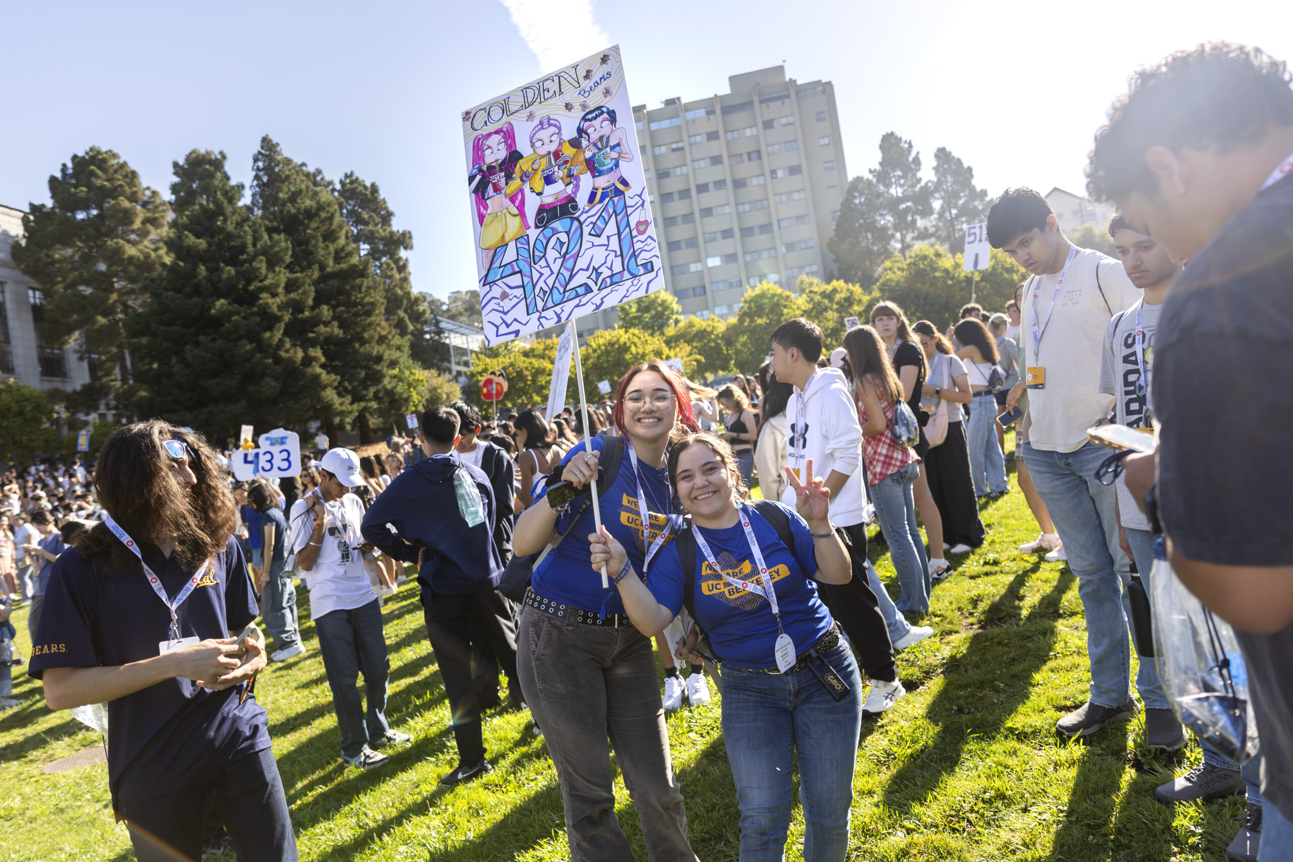 At Golden Bear Orientation, new students split off into small groups led by orientation leaders, who showed them around campus and guided them through days of welcome programming.