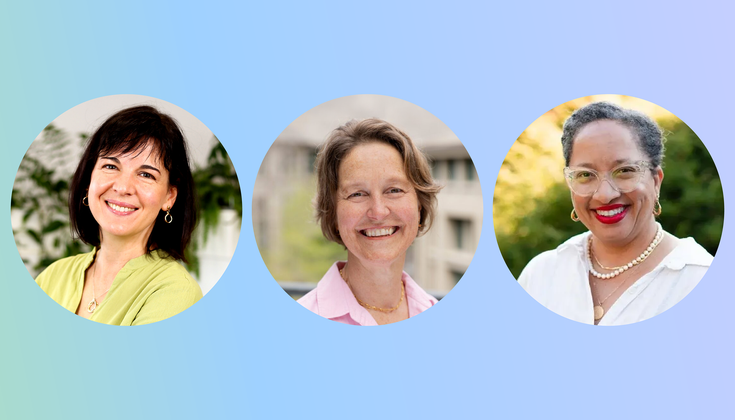 three side-by-side headshots of Melike M. Fourie, Emiliana Simon-Thomas and Allison Briscoe-Smith